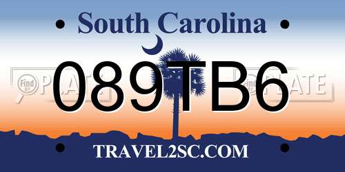 089TB6 South Carolina License Plate