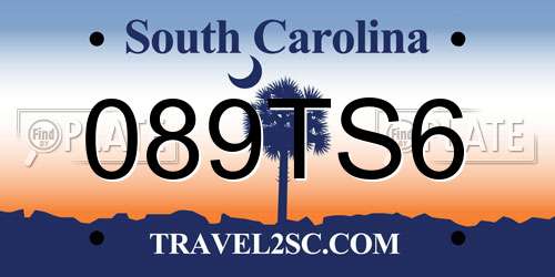 089TS6 South Carolina License Plate