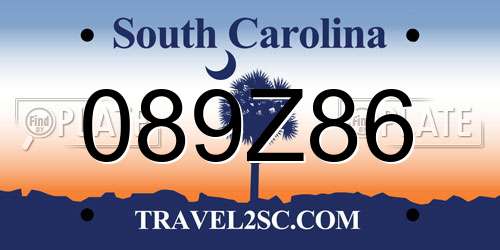 089Z86 South Carolina License Plate