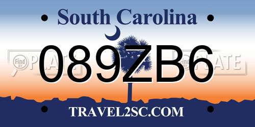 089ZB6 South Carolina License Plate