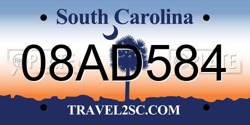 08AD584 South Carolina License Plate