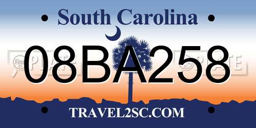 08BA258 South Carolina License Plate