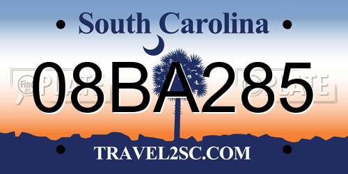 08BA285 South Carolina License Plate