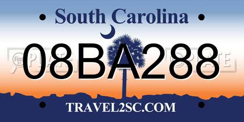08BA288 South Carolina License Plate