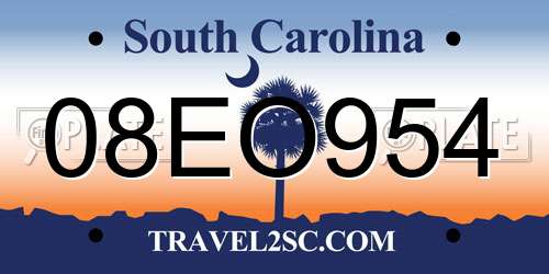 08EO954 South Carolina License Plate