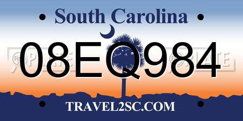 08EQ984 South Carolina License Plate