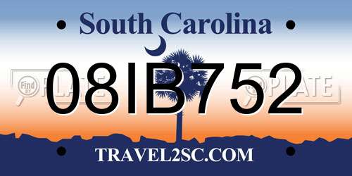 08IB752 South Carolina License Plate