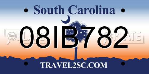 08IB782 South Carolina License Plate