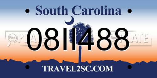 08II488 South Carolina License Plate