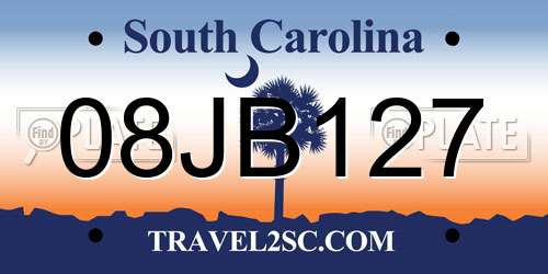 08JB127 South Carolina License Plate