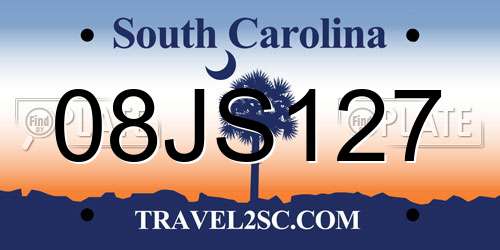 08JS127 South Carolina License Plate