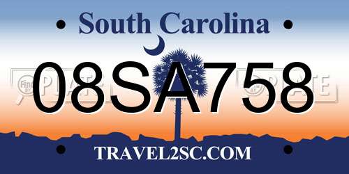 08SA758 South Carolina License Plate