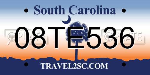08TE536 South Carolina License Plate