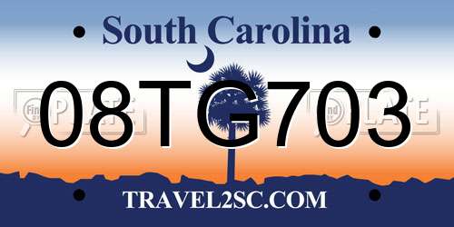 08TG703 South Carolina License Plate