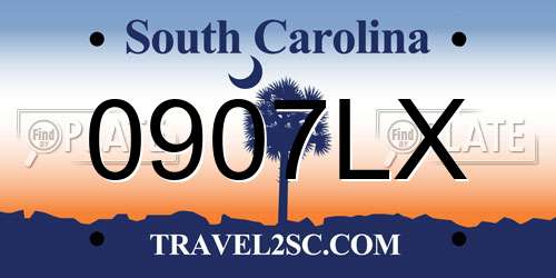 0907LX South Carolina License Plate