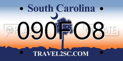 090FO8 South Carolina License Plate