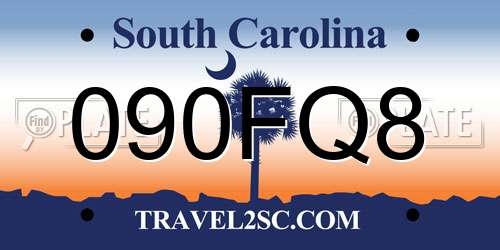 090FQ8 South Carolina License Plate