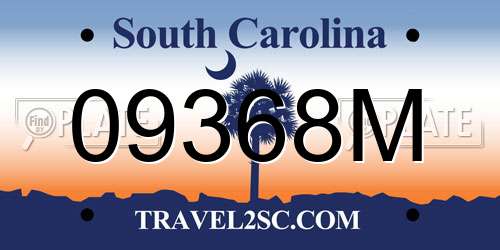 09368M South Carolina License Plate