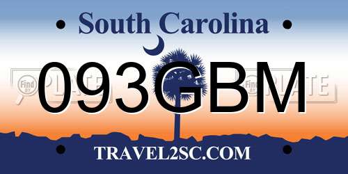 093GBM South Carolina License Plate