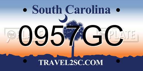 0957GC South Carolina License Plate