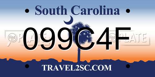 099C4F South Carolina License Plate