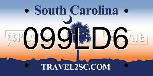 099LD6 South Carolina License Plate