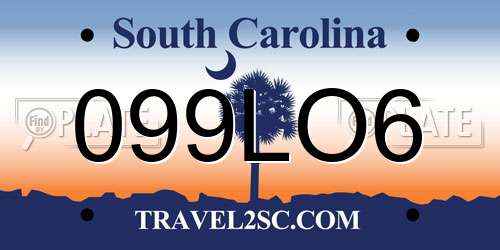 099LO6 South Carolina License Plate