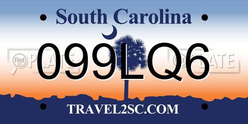 099LQ6 South Carolina License Plate