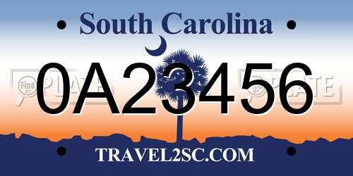 0A23456 South Carolina License Plate
