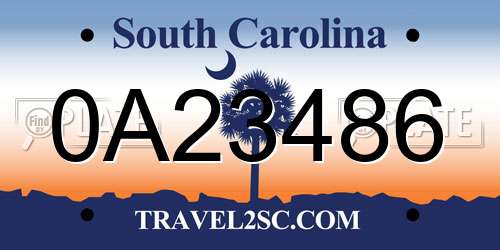 0A23486 South Carolina License Plate