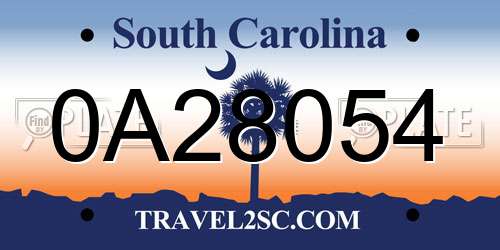 0A28054 South Carolina License Plate