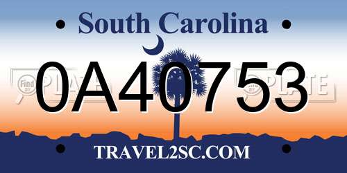 0A40753 South Carolina License Plate