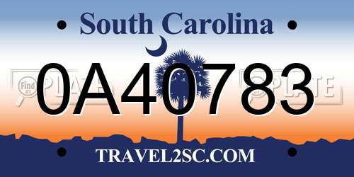 0A40783 South Carolina License Plate