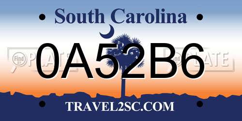 0A52B6 South Carolina License Plate