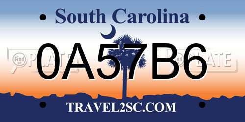 0A57B6 South Carolina License Plate