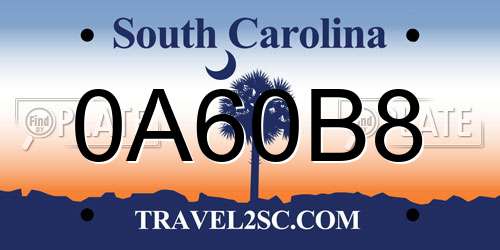 0A60B8 South Carolina License Plate