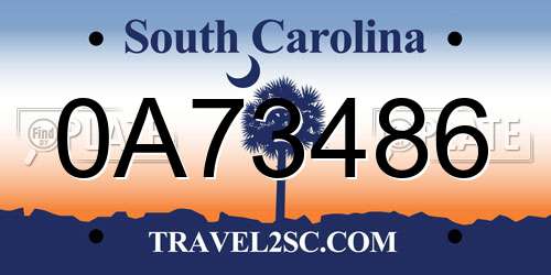 0A73486 South Carolina License Plate