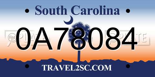 0A78084 South Carolina License Plate