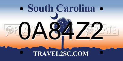 0A84Z2 South Carolina License Plate