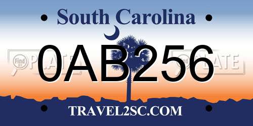 0AB256 South Carolina License Plate