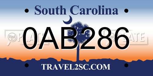 0AB286 South Carolina License Plate
