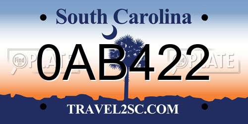 0AB422 South Carolina License Plate