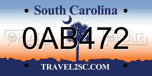 0AB472 South Carolina License Plate