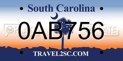 0AB756 South Carolina License Plate