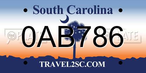 0AB786 South Carolina License Plate