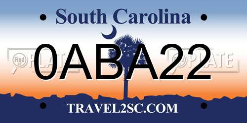 0ABA22 South Carolina License Plate