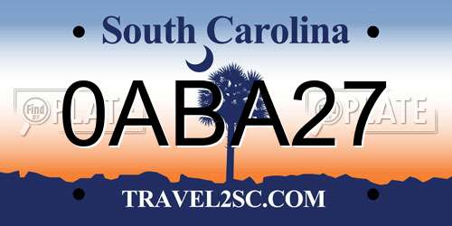 0ABA27 South Carolina License Plate