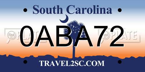 0ABA72 South Carolina License Plate