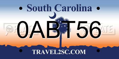 0ABT56 South Carolina License Plate