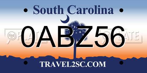 0ABZ56 South Carolina License Plate